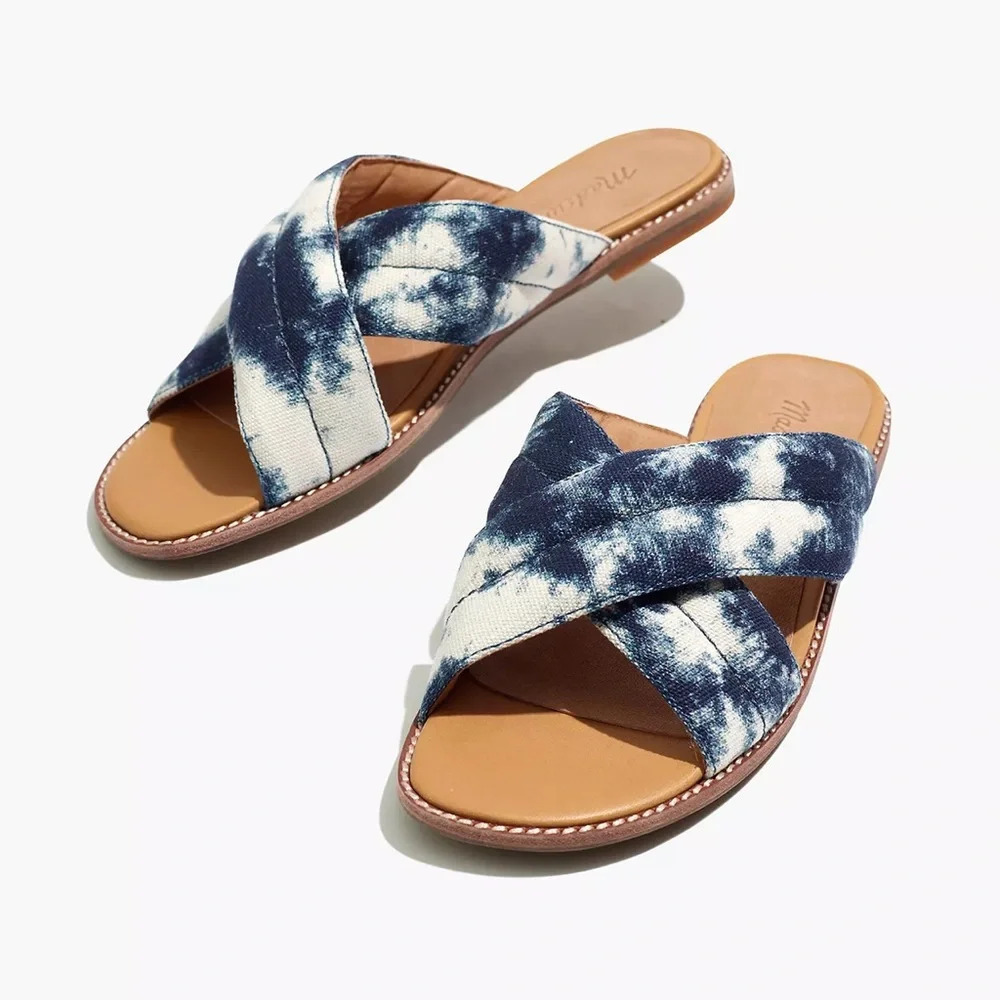 Madewell Puffy-Strap Sandals In Tie Dye Print Canvas